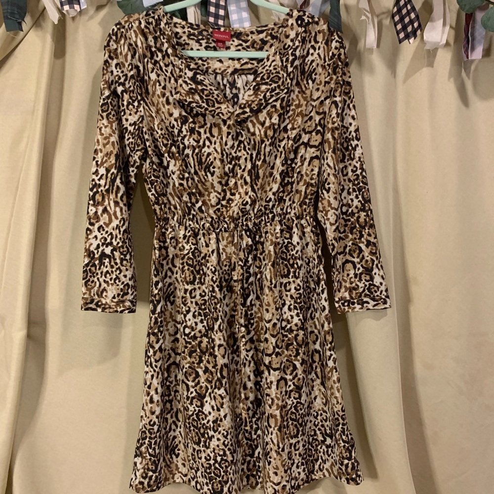 Merona | Drawstring Waist Dress | Small | Leopard Print - With pockets!